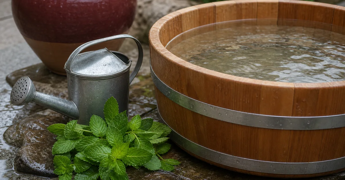 Kalter Wasserguss über den Unterschenkel